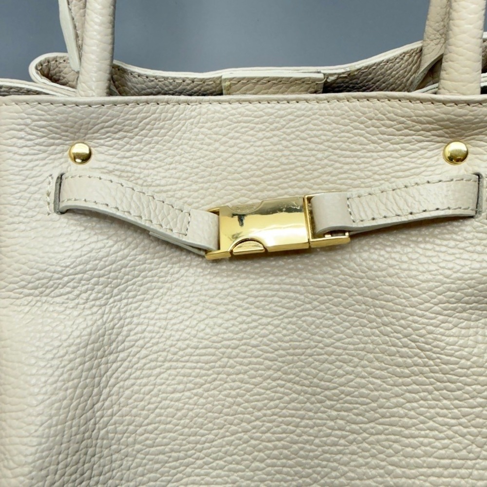 Isadora Italian Made Oversized Cream Pebbled Leather Tote Bag Summer Statement - Picture 3 of 16